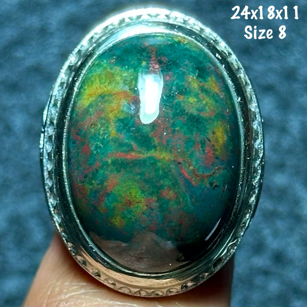 Cincin Batu Akik Natural Pancawarna Nogosui Bloodstone (asli alam)
