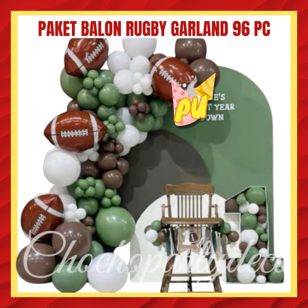 Paket Balon BOLA RUGBY GARLAND 96 PC / Dekorasi Ulang Tahun BOLA RUGBY