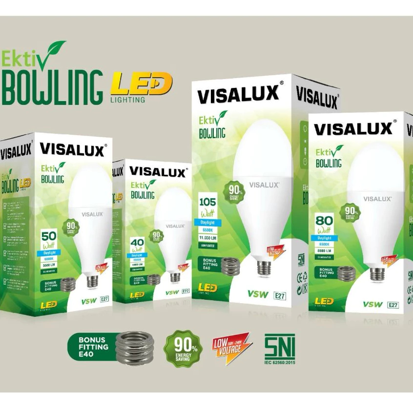 Lampu Bowling LED Visalux 50 Watt / Lampu Jalan Mercury LED Merkuri Cahaya Putih