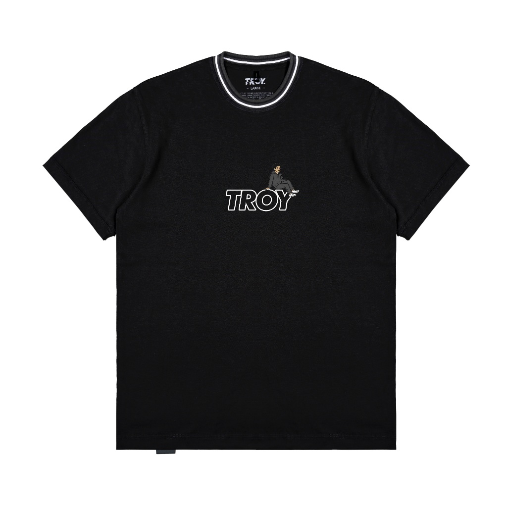 Troy Company Neck Stripe Tshirt Black Journey - Kaos Lengan Pendek Kaos Hitam KST 3542-3A1W1B
