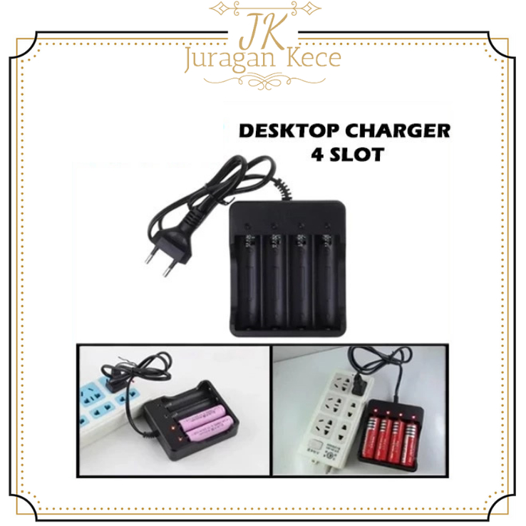 JUKE Charger Baterai 18650 4 Slot Colok Kabel Alat Cas Batu Baterai Senter Multifungsi