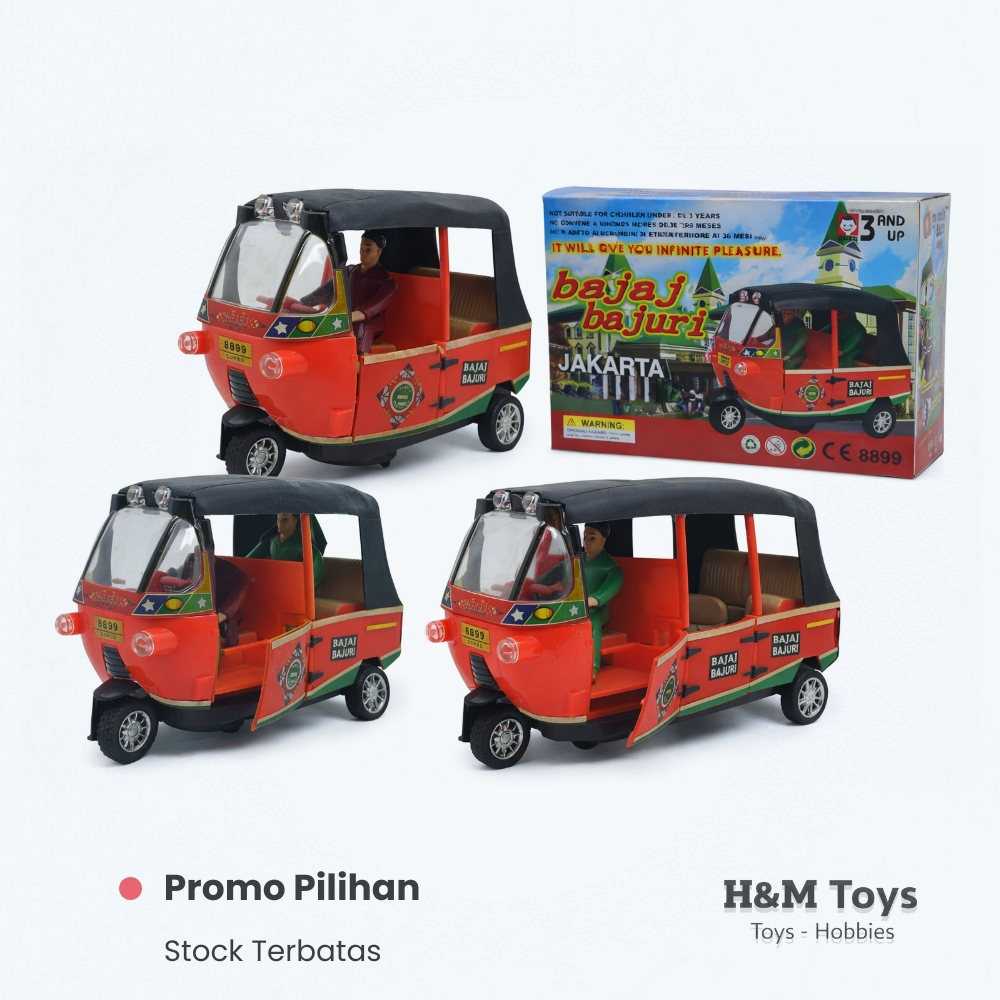 Mobil Mainan Bajaj Bajuri Jakarta - Diecast Plastik - Mainan Anak & Koleksi Pajangan