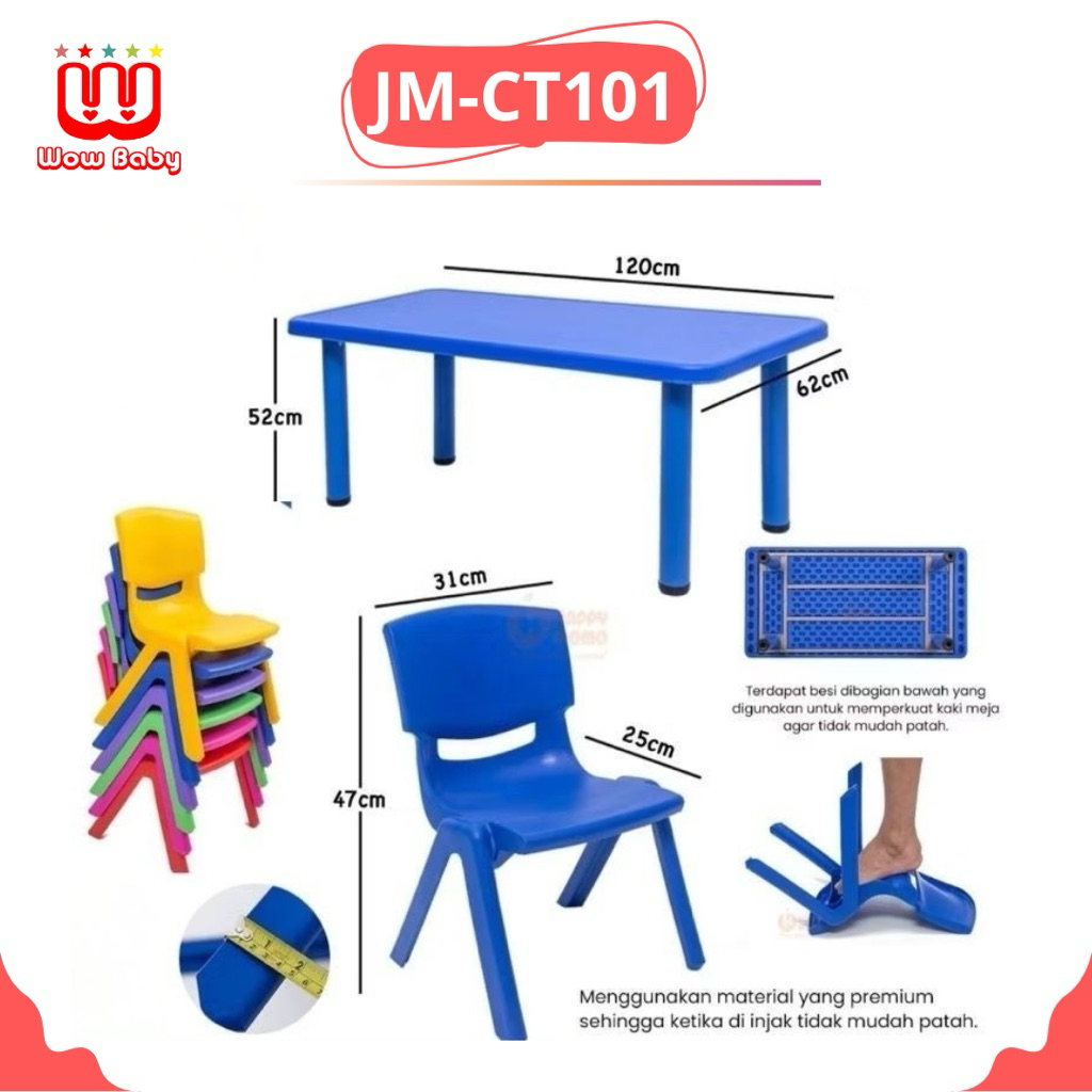 JM MEJA PERSEGI PANJANG  JM-CT101 INFORMA - MEJA BELAJAR ANAK / MEJA KELAS TK SD / YARIS TABLE RECTA
