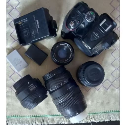 Nikon D5300 with 4 Lensa : fix 35 || kit || manual 55mm || Tamron 70-300 macro