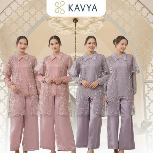 Anija set WAP B 015 One set outer tille bordir Brukat chantilly celana kulot