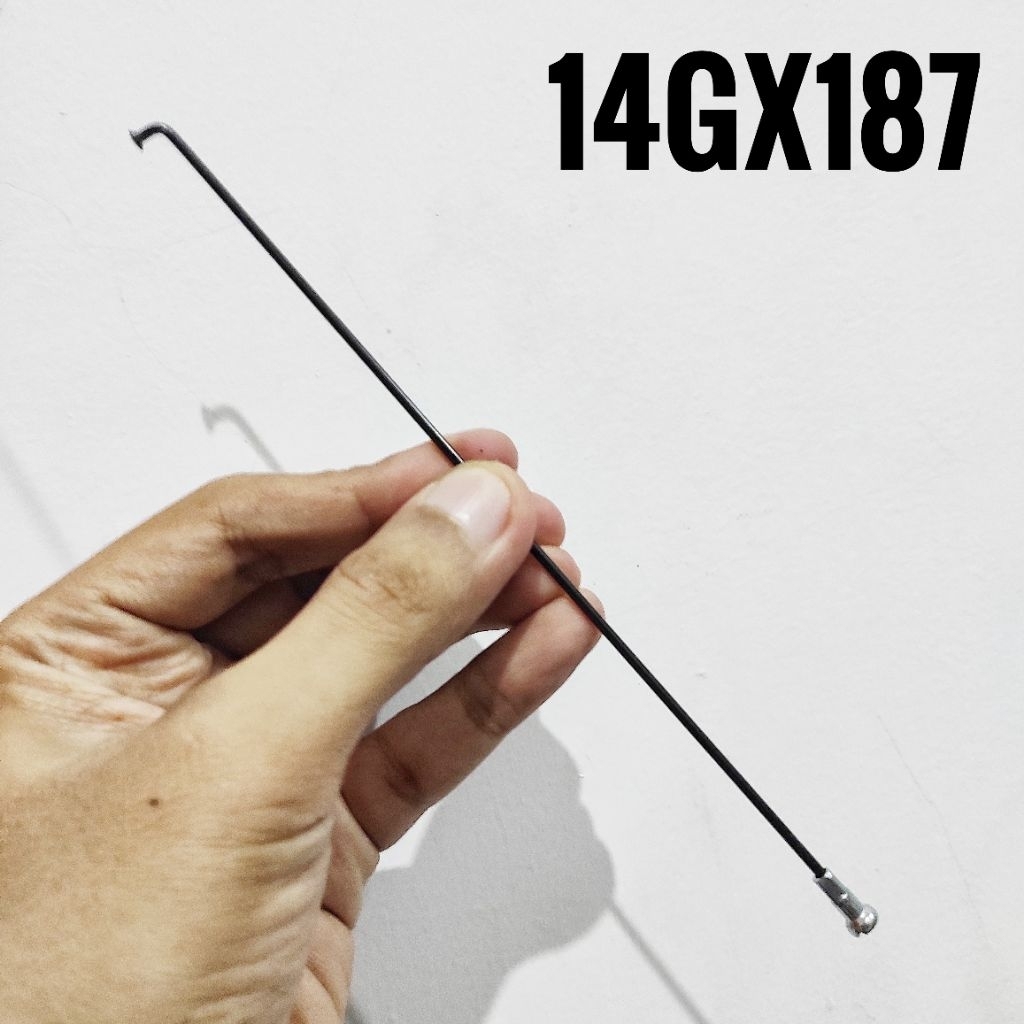 1 PCS SPOKE RUJI JARI SEPEDA WARNA HITAM UKURAN RIMS VELG 20 INCH PANJANG 187MM ATAU 18.7CM ATAU 187