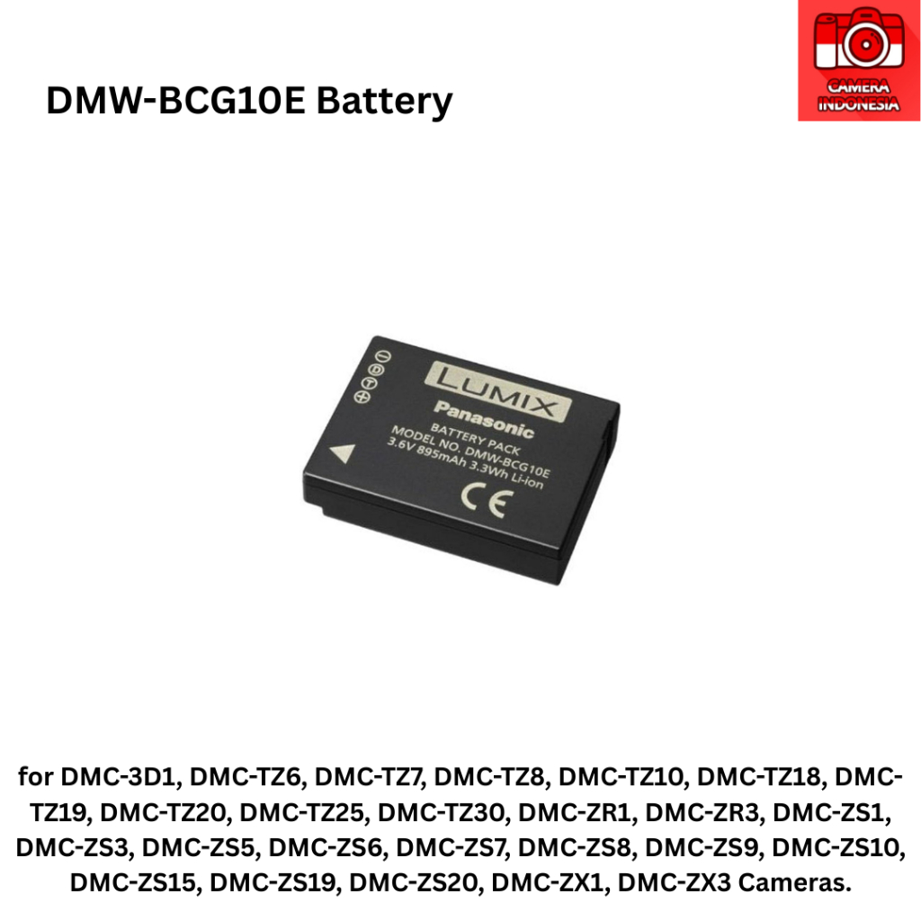 Baterai Lumix DMW-BCG10 Kamera DMC-3D1 TZ6 TZ7 TZ8 TZ10 TZ18 TZ19 TZ20 TZ25 TZ30