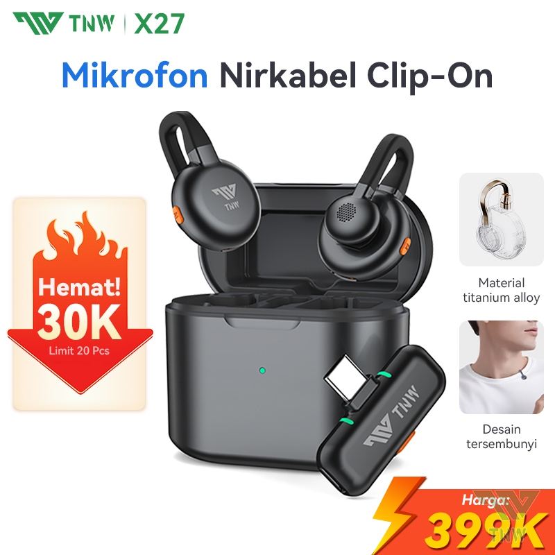 TNW X27 Mini Wireless Lavalier Microphone Hidden Mic Clip-on Noise Cancelling Dual Mikrofon Untuk Vl