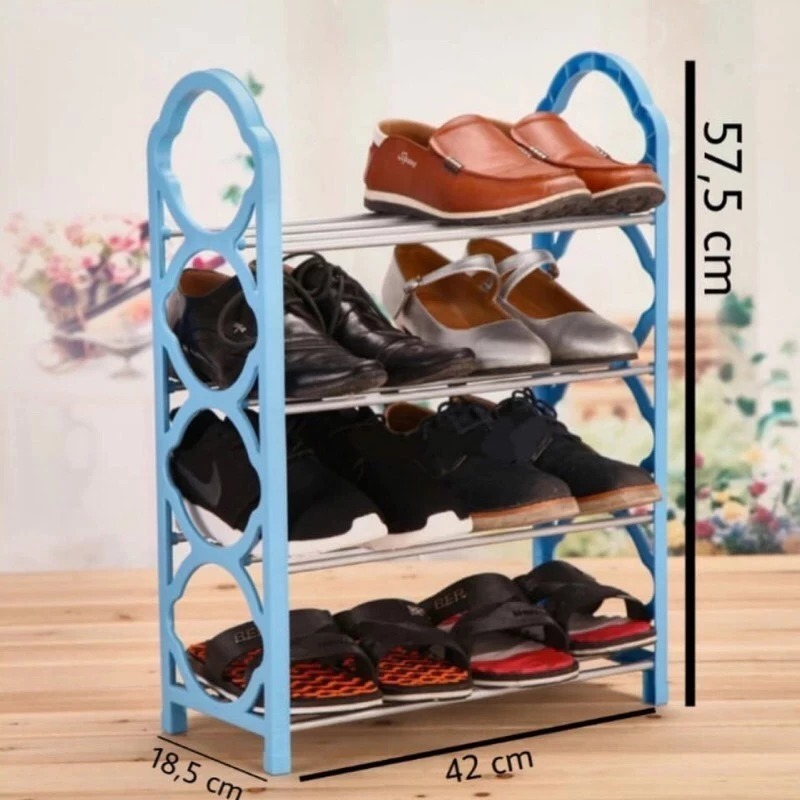 RAK SEPATU STAINLESS 4 SUSUN / RAK SEPATU PORTABLE / RAK SENDAL SEPATU 4 SUSUN / RAK SUSUN ALUMUNIUM