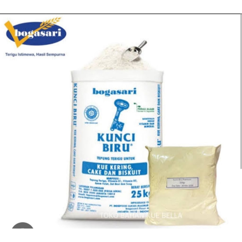 Tepung Terigu Kunci Biru repack 1kg - Berkualitas Tinggi, Ideal untuk Penggunaan Rumah Tangga