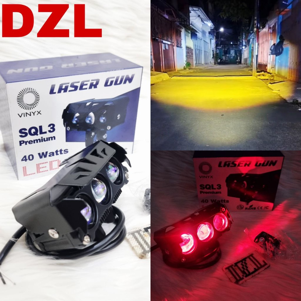 Lampu tembak sorot led laser gun vinyx sql 3 mata premium 40 watt devil kipas pendingin sql3