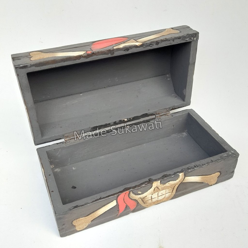 Kotak Kayu Keranda Mayat Tengkorak Ukiran Antik Bali Handmade