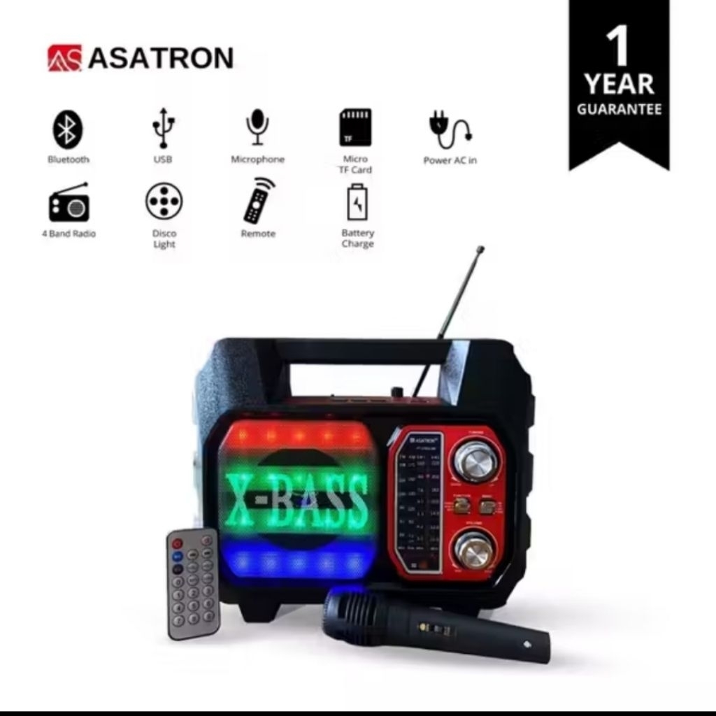 Radio Speaker Besar ASATRON AC/DC HT 2703 BT/ SD CARD Usb Senter Besar Karouke