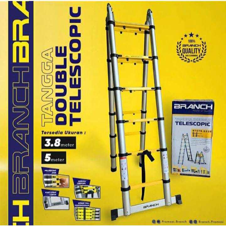 BRANCH Tangga Teleskopik Dobel Model A Lipat Ukuran 3,8 Meter / Tangga Lipat Teleskopik