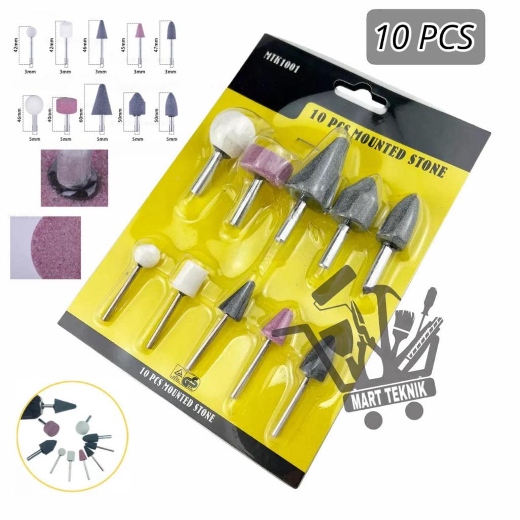 Mounted Stone 10 Pcs Mata Bor Batu Asah / Batu Poles Oslo Porting Mata Tuner Set 10 pcs Batu Osco Ba
