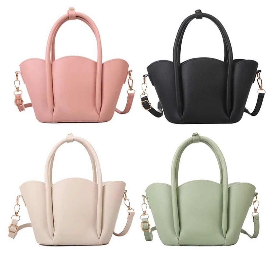 MARWAH_SHOP- Tas Selempang Wanita Kulit Sintetis Unik Simpel Hitam Cream Hijau Mint Baby Pink