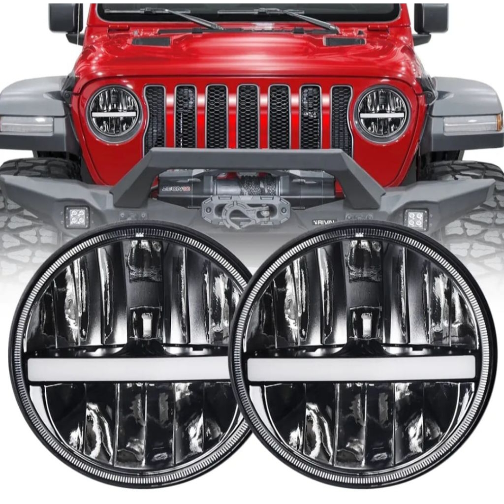 Headlamp Lampu Depan Daymaker LED Premium Trucklite Truck Lite Truklite 7inch DRL Taft Rocky Feroza 