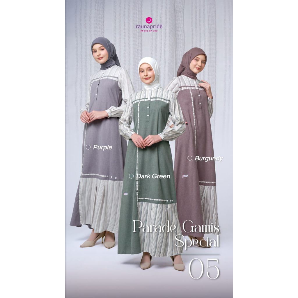 BAJU GAMIS RAUNA SERAGAMAN POLOS PGS 05 GARIS BUSUI PENGAJIAN ARISAN GURU