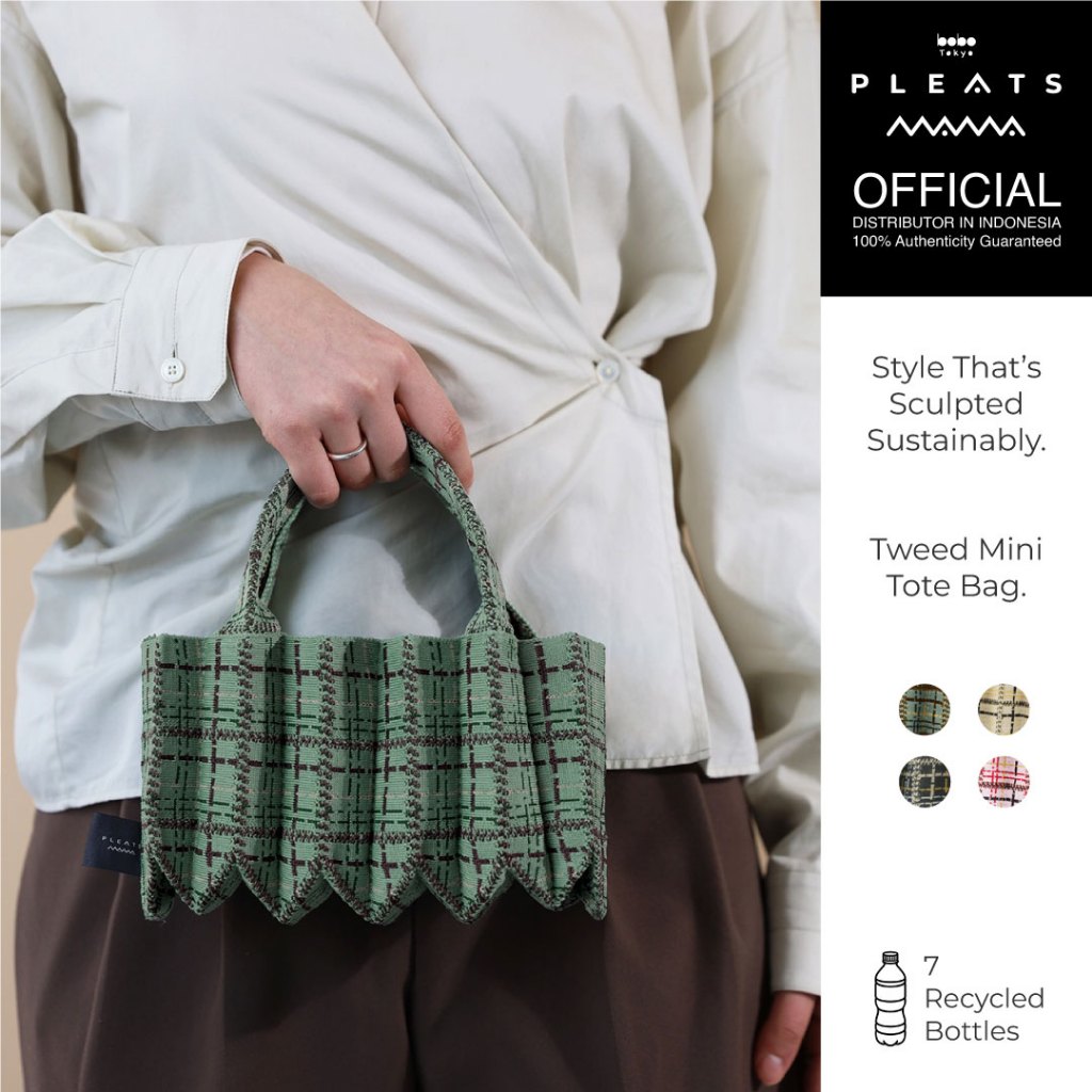 Tas Wanita - PLEATSMAMA - Tweed Mini Tote Bag