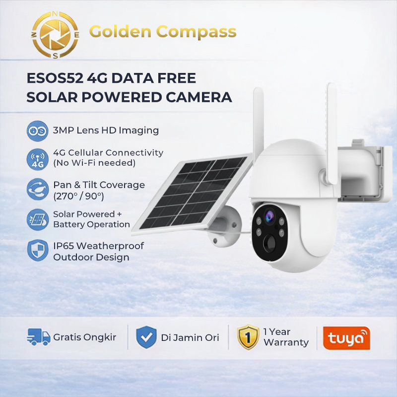 EYESEC ES0S52-4G CCTV 4G Tenaga Surya – Weatherproof + Free Paket Data Seumur Hidup
