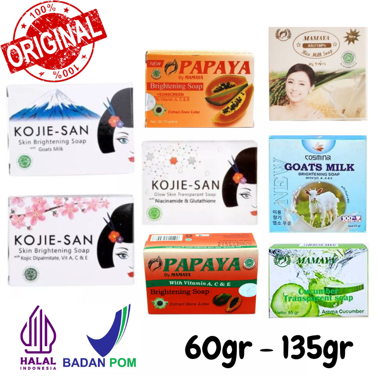 Sabun Mandi Batang Besar Kecil Kojie - San Mamaya Papaya RDL Cosmina Original BPOM Halal Asli Ukuran