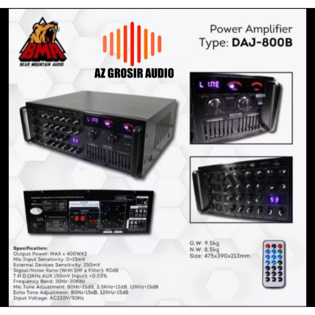 power amplifier BMA DAJ-800B ampli karaoke bma daj 800
