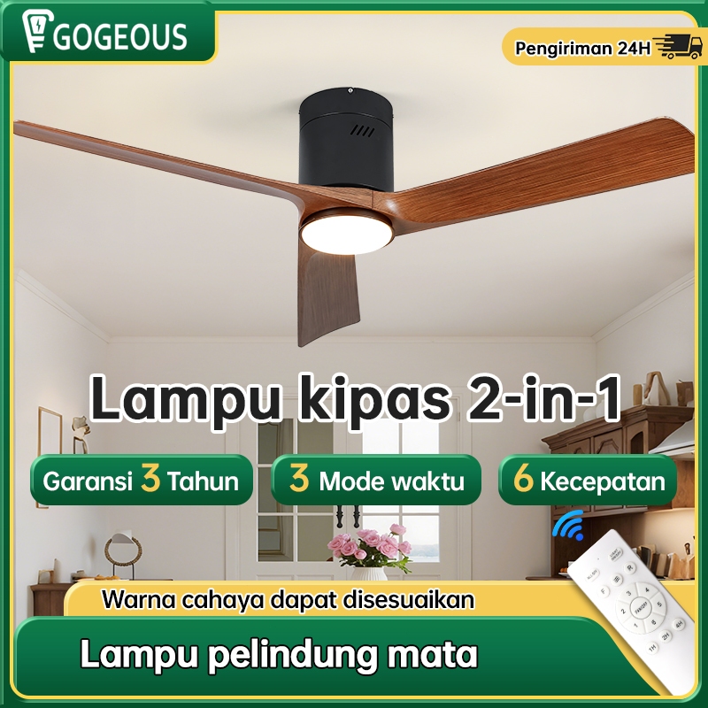 GOGEOUS 52 inch lampu kipas angin gantung plafon remote 3 warna kipas lampu lampu kipas angin