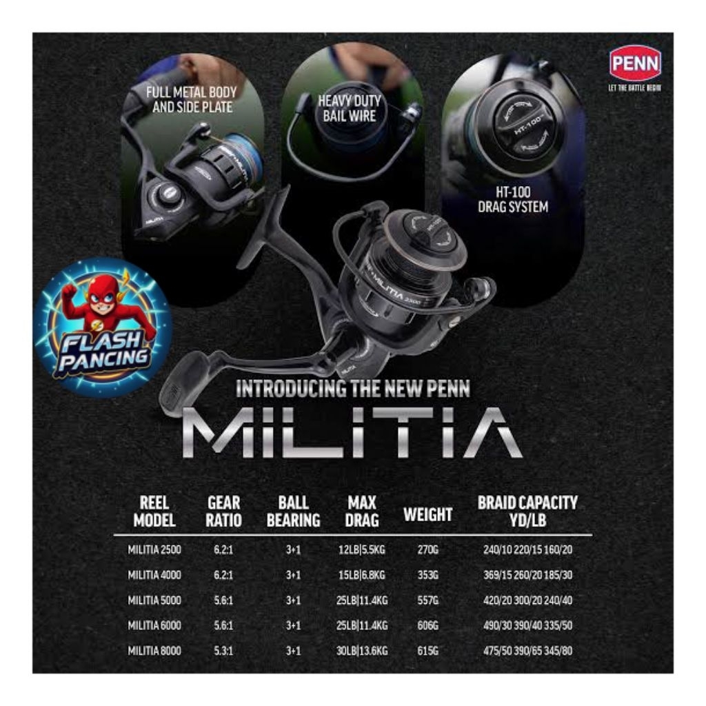 REEL PENN MILITIA (4000-8000) FULL METAL BODY HT-100 DRAG SYSTEM