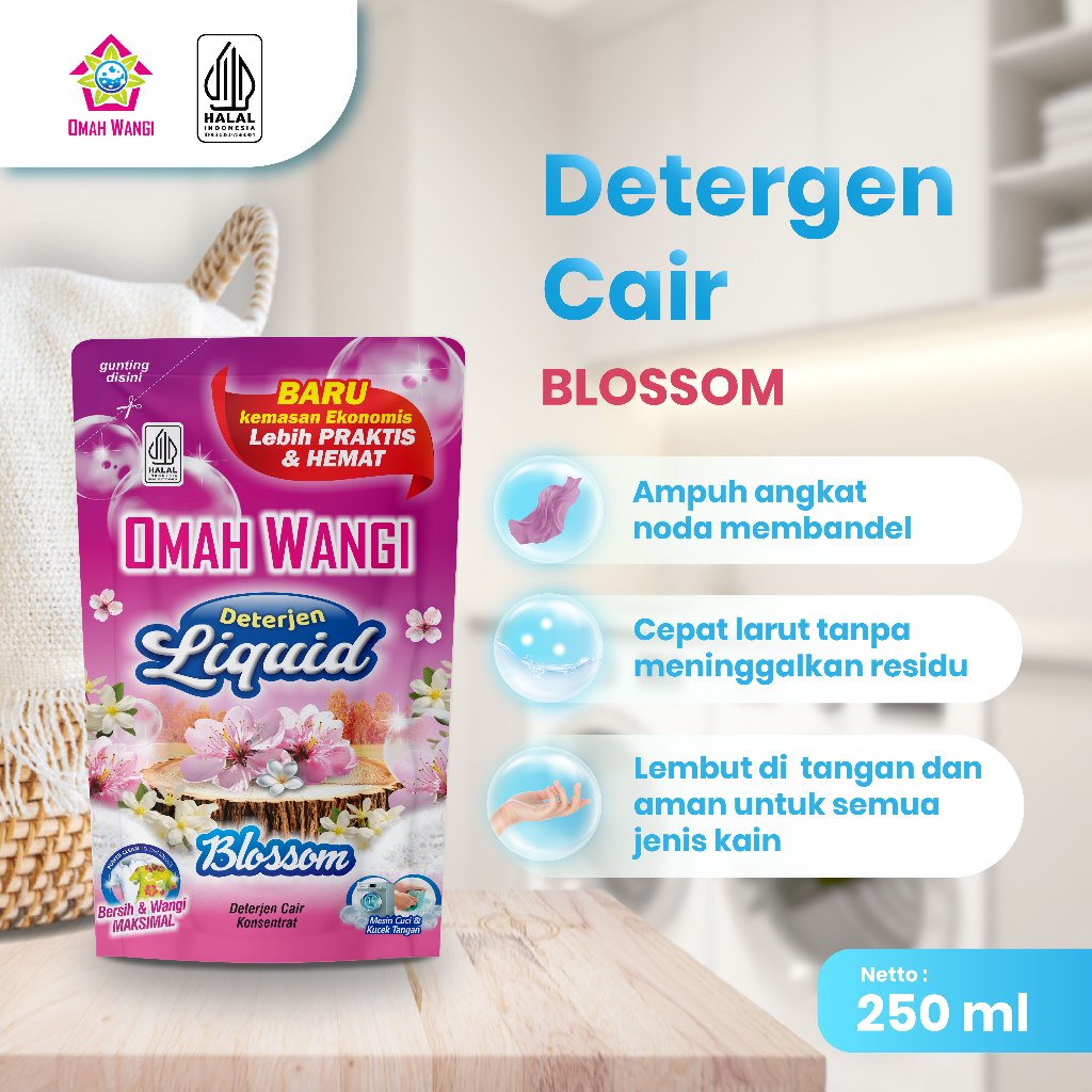 Detergent cair Sabun Cuci Pakaian Omah Wangi Kemasan Pouch 250ML