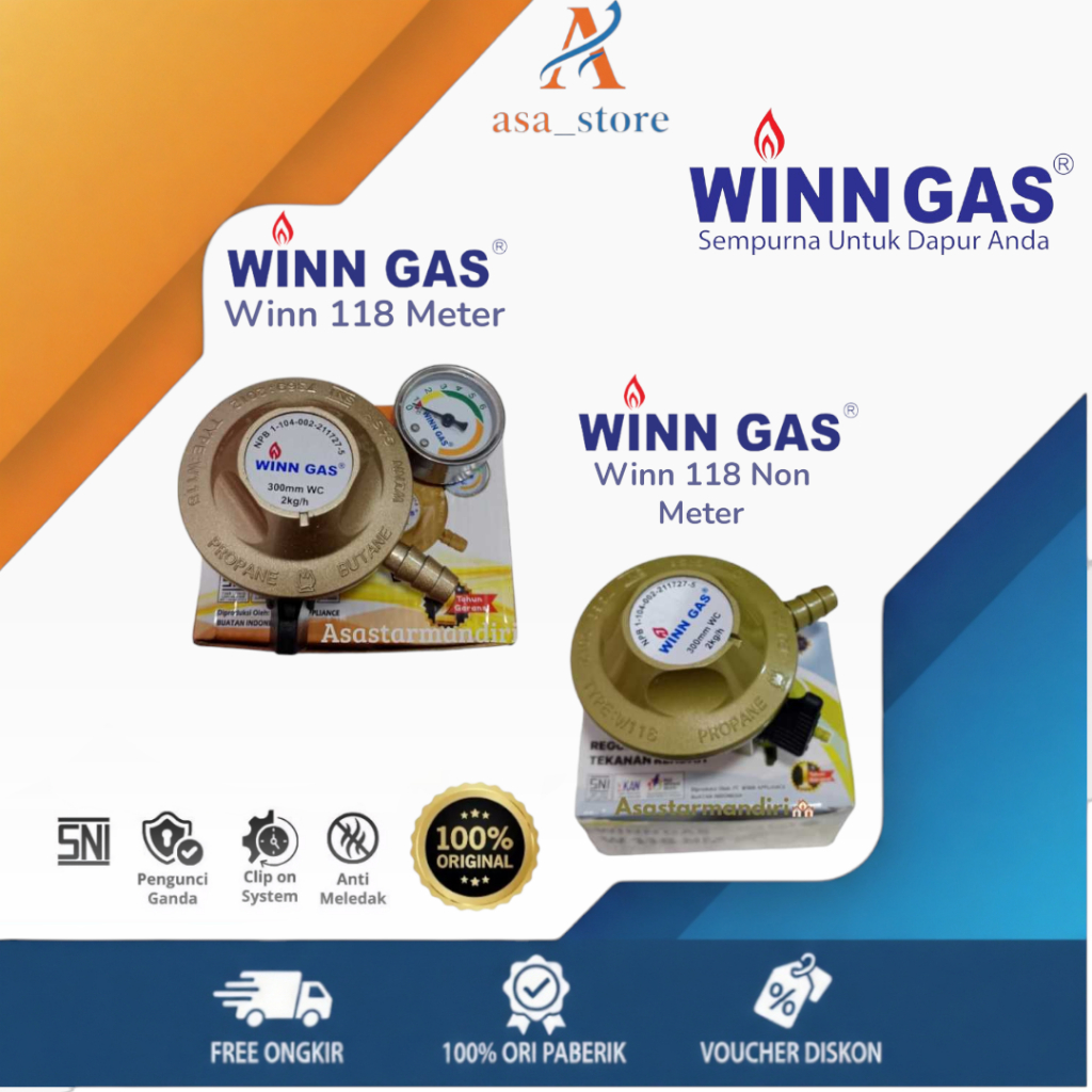 Regulator Winn Gas W118 M & W118 NM/Regulator Tekanan Rendah Winn Gas/Regulator Gas LPG