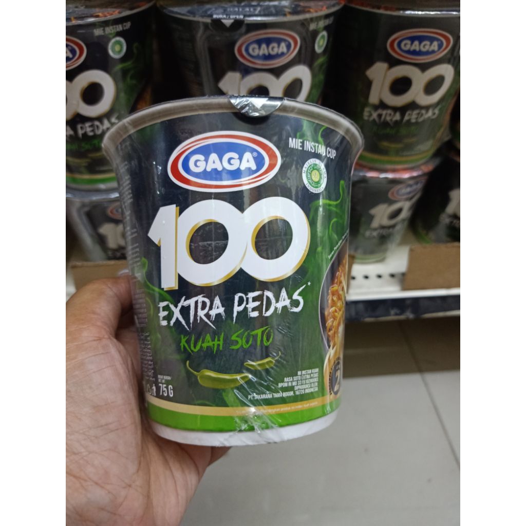 Gaga mie 100 extra pedas kuah soto cup 75g