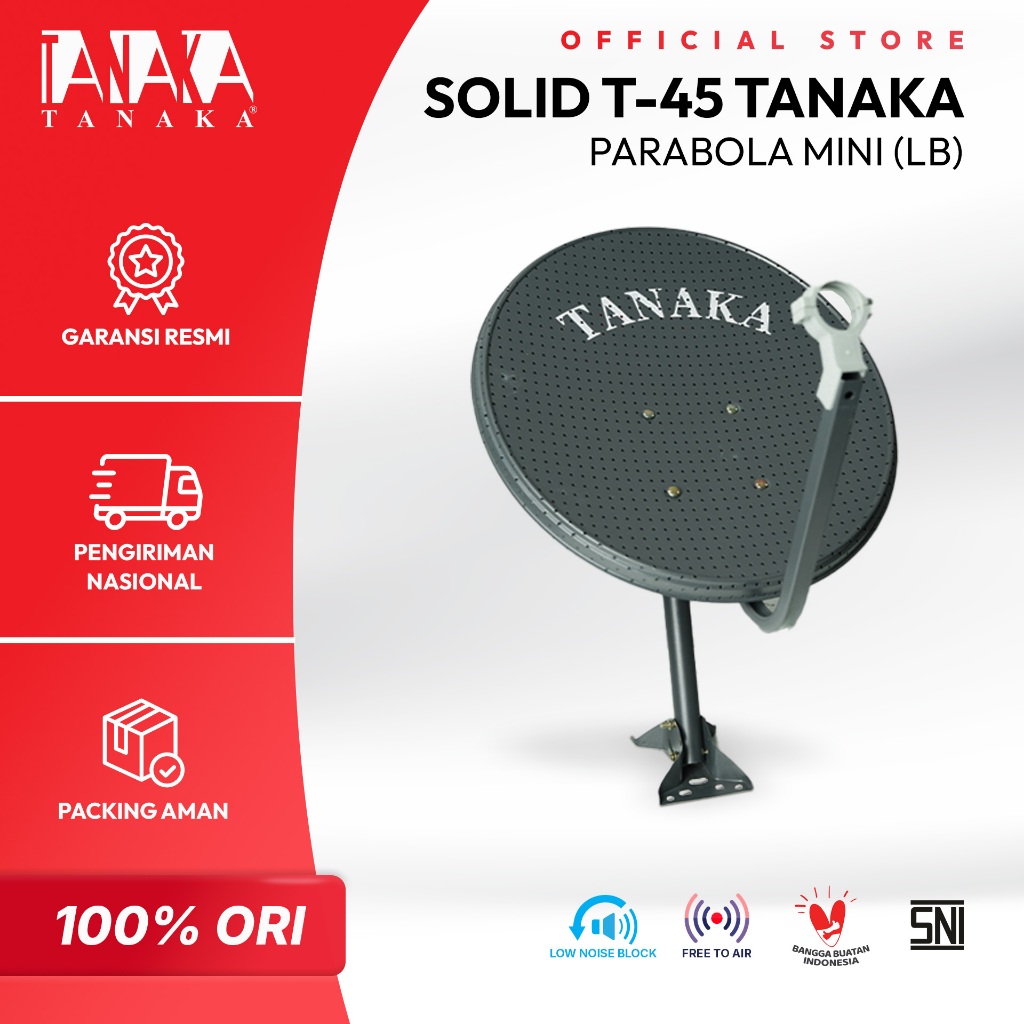 TANAKA Parabola Solid T-45 CM LB Ku Band Berlubang Antena Parabola Mini Outdoor Sinyal Stabil Tahan 