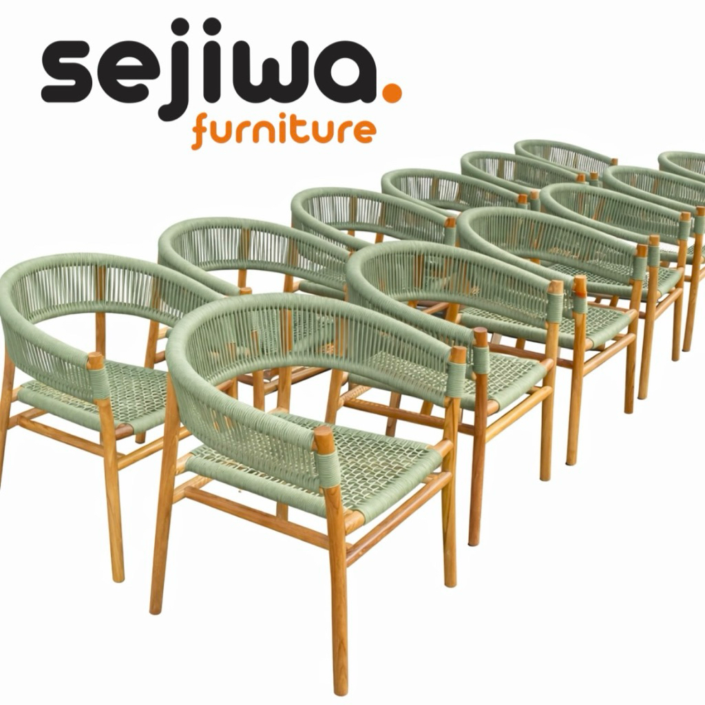 Kursi Cafe Jati Anyaman Tali Rope / Kursi Teras Jati Anyaman Tali Rope