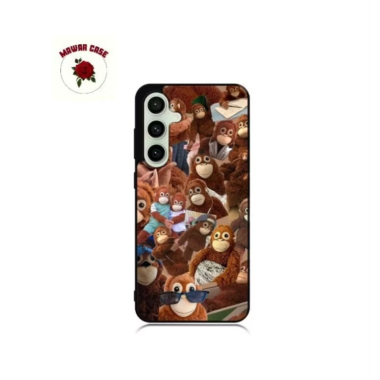 Case Casing Softcase Samsung S25 S24 S23 S22 S21 S20 S9 S8 S7 S6 Ultra Plus FE Edge Monkey Brown Art