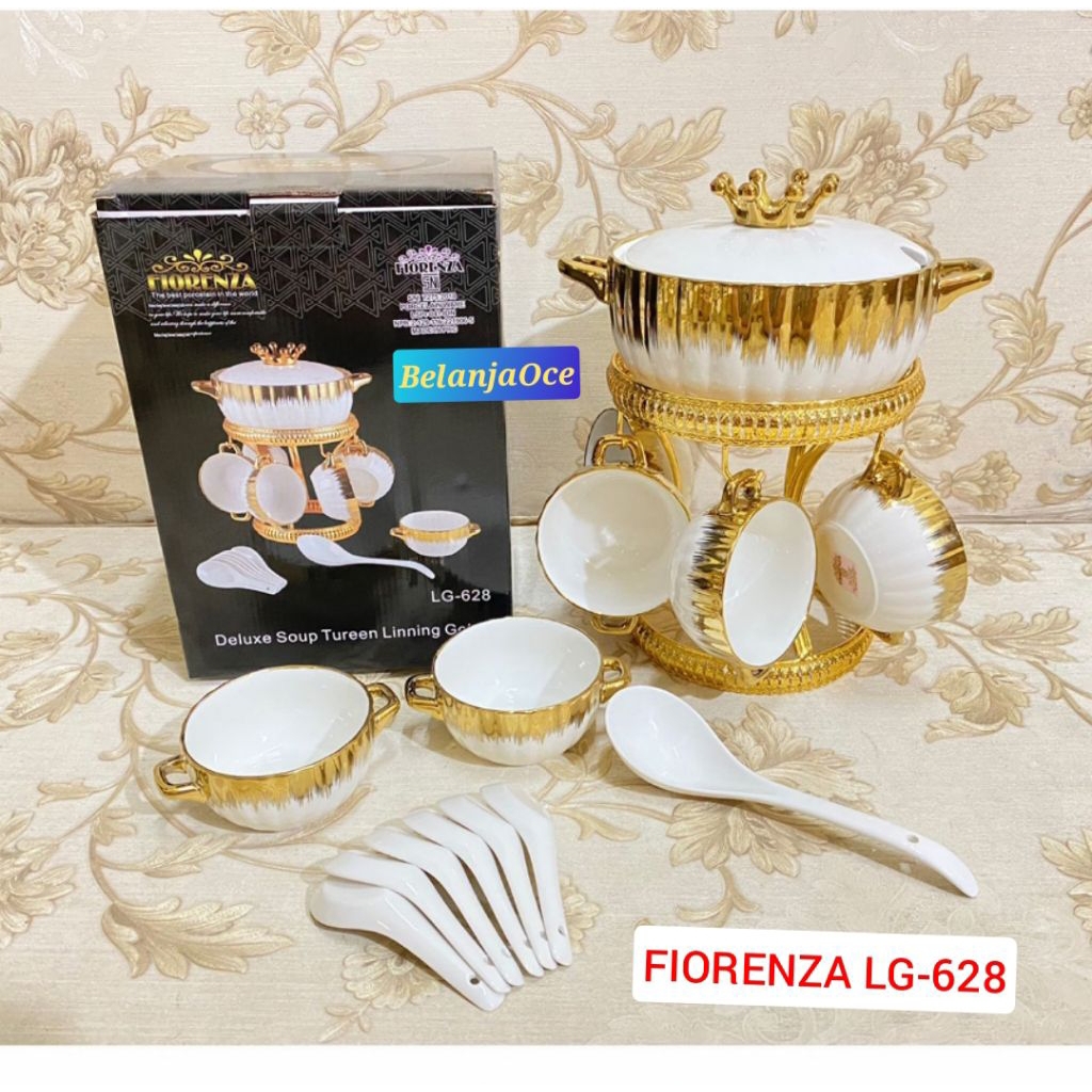 [Packing Kayu] Wadah Soup Turren Set Keramik FIORENZA / Tempat Sop Keramik (ORIGINAL)