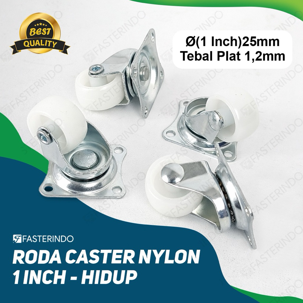 Roda Caster Nylon 1 Inch Hidup / Nylon Caster 1 Inch Hidup / Roda Nylon 1 Inch Hidup