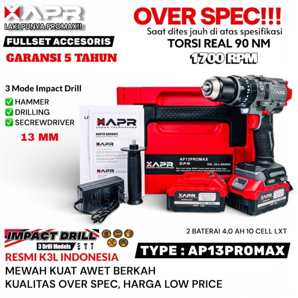APR AP13PROMAX BOR CORDLESS BRUSHLESS 13mm 2 BATRAI KOPER