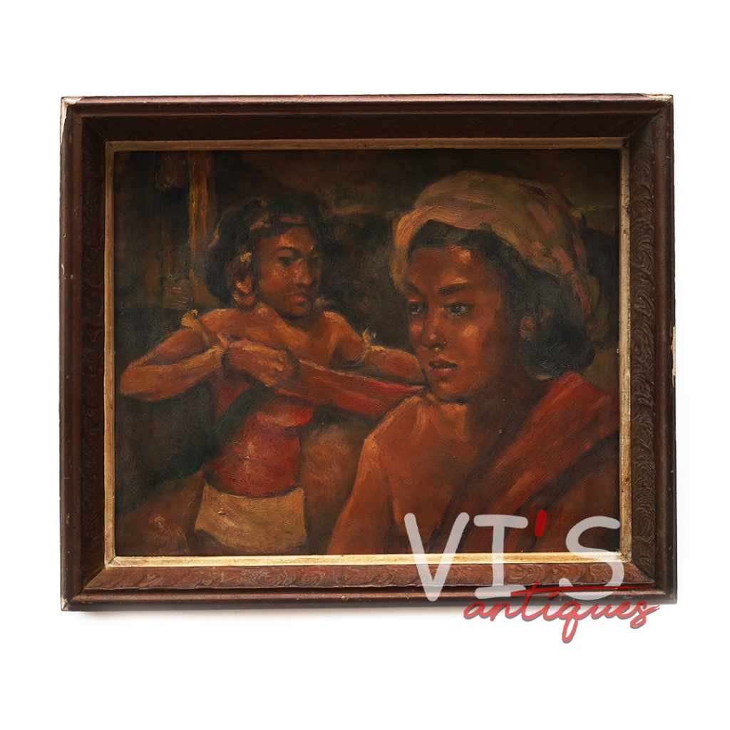 Lukisan Abdul Aziz Penari Bali Oil On Board Antik Kuno