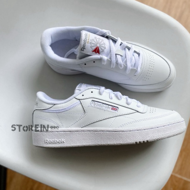 Sepatu Sneakers Pria Reebok Club C85 White Grey Original 1000% (RESMI STORE)