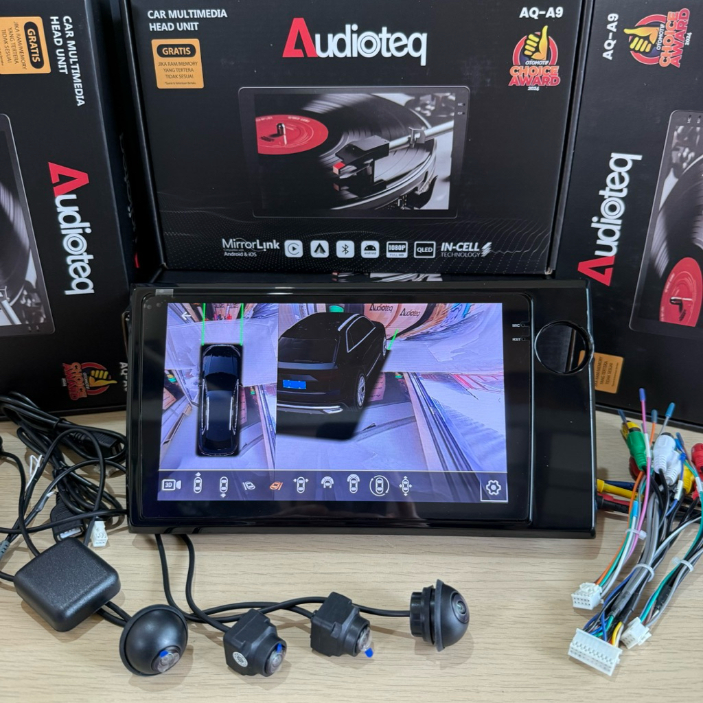 HEAD UNIT ANDROID 9 INCH BRIO / BRV / MOBILIO SUPORT 360 CAMERA ANDROID AUDIOTEQ RAM 4/64 GB + 360 C