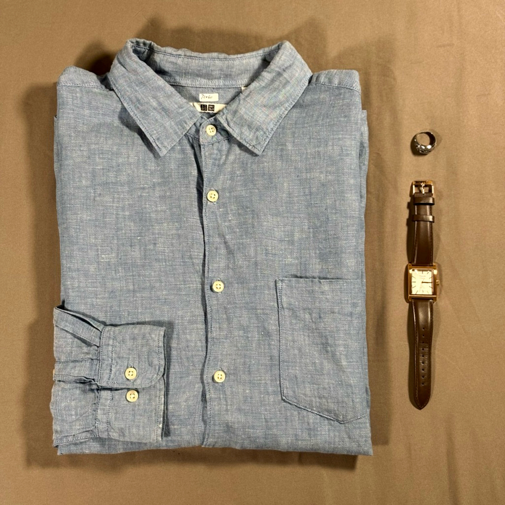 [PRELOVED] BRAND ORIGINAL UNIQ**, KEMEJA, ATASAN PRIA, KEMEJA LENGAN PANJANG, KEMEJA LINEN