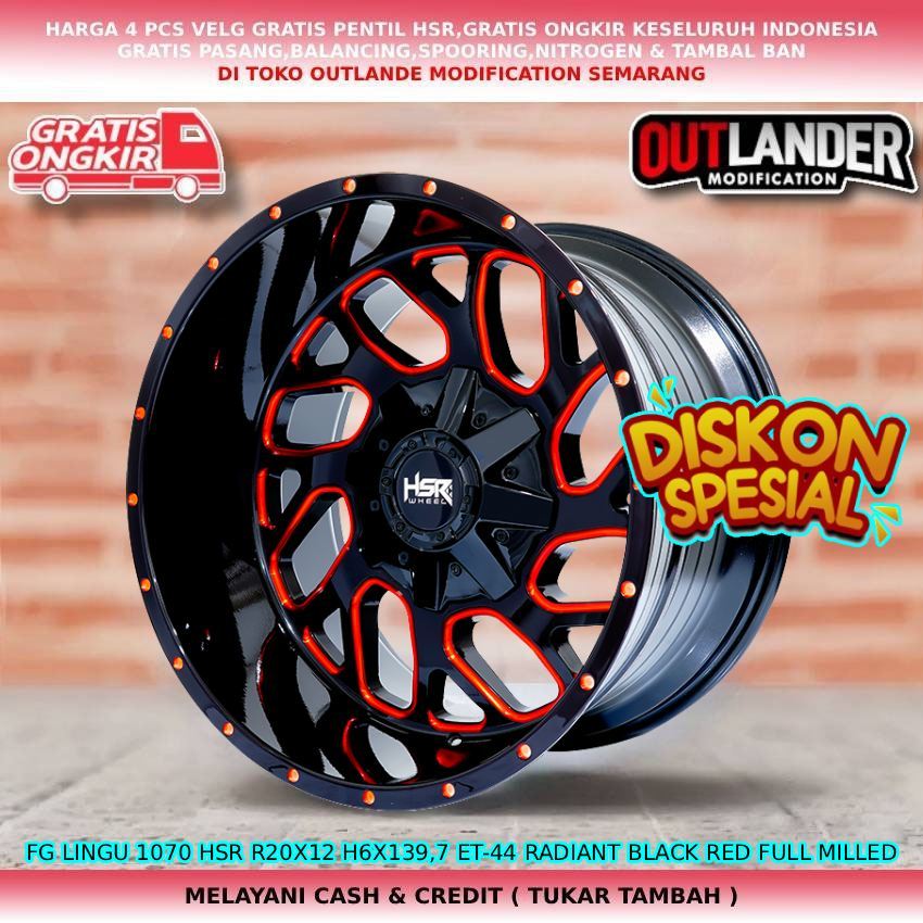 Velg Mobil Racing R20 Lebar 12 Cocok Untuk Mobil Pajero| Fortuner| Hilux| Hummer| Strada| Dll HSR FG