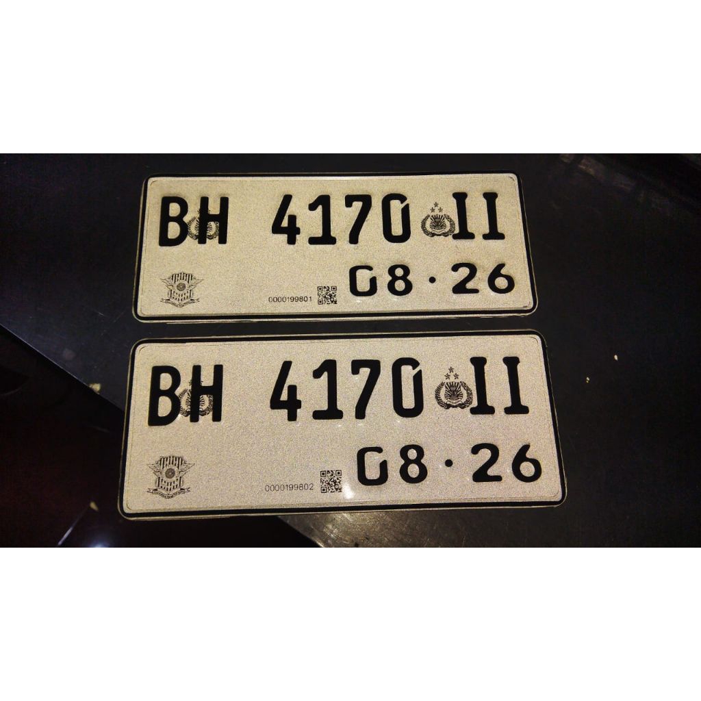 plat reflektif putih motor barcode