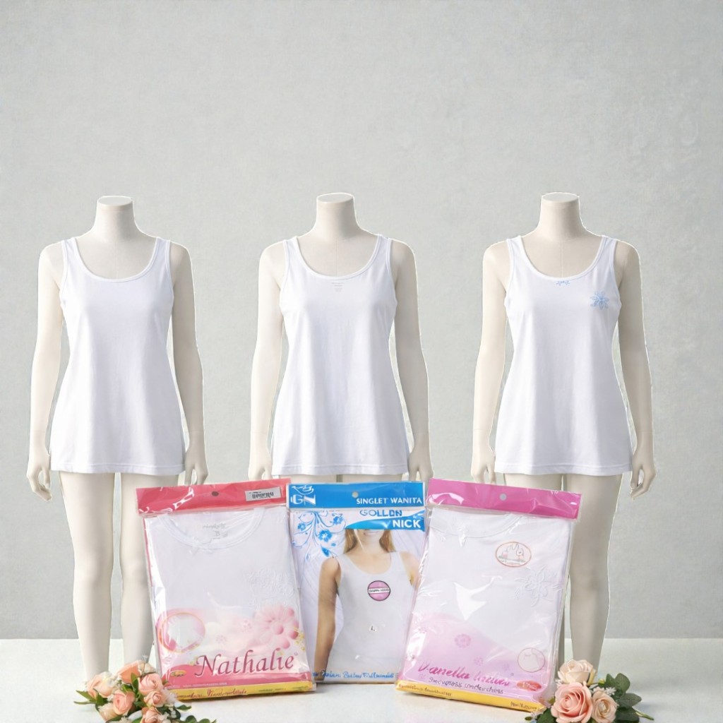 [ 6 Pcs ] Kaos Dalam Wanita |  Kaos Dalam Wanita Dewasa, Perempuan Remaja Tanktop Polos Putih | Dale