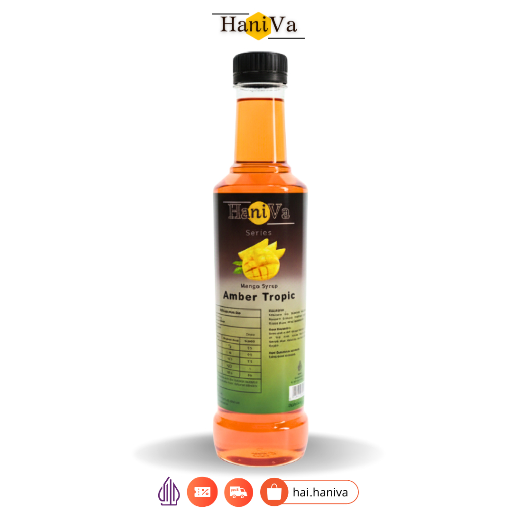 Haniva Mango (Mangga) Syrup Premium 380ml – Sirup Buah Mangga untuk Smoothies Minuman Campuran Teh &
