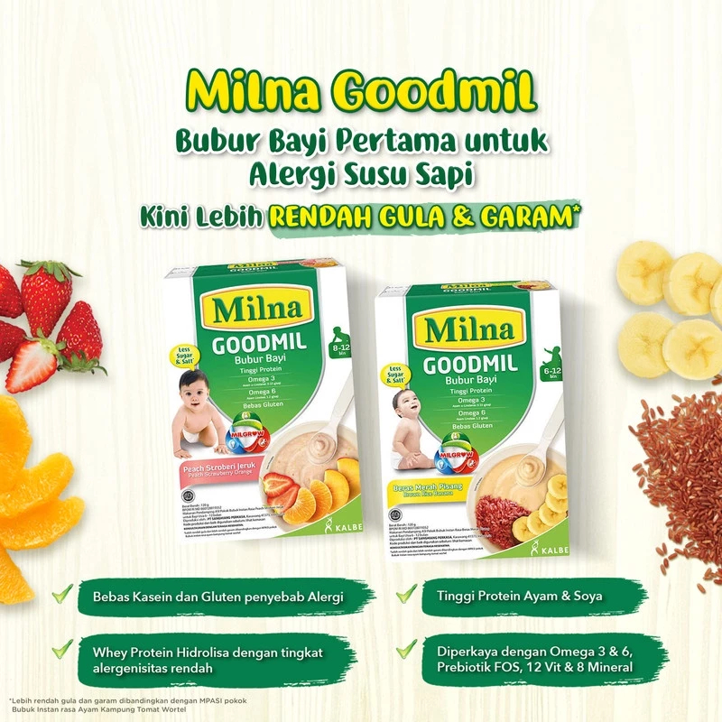 Milna Goodmil Bubur Khusus / MILNA Bubur Bayi WGAIN Membantu Tambah Berat Badan Tanpa Susu Sapi