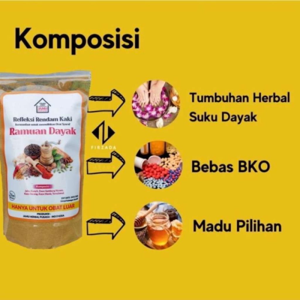 Serbuk Ramuan Dayak Refleksi Rendam Kaki - Asli Indonesia, 100% Herbal, 60 Gram