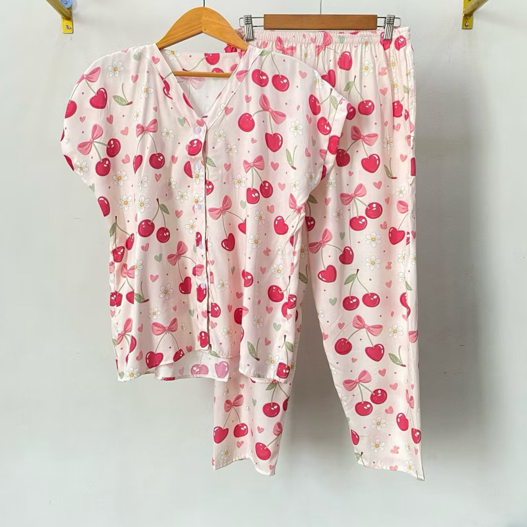 Piyama Set Baju tidur, V-NECK Busui friendly