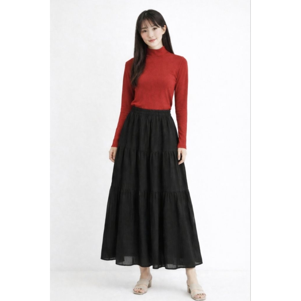 SALE : Skirt UNIQLO Long Chiffon Black (S)