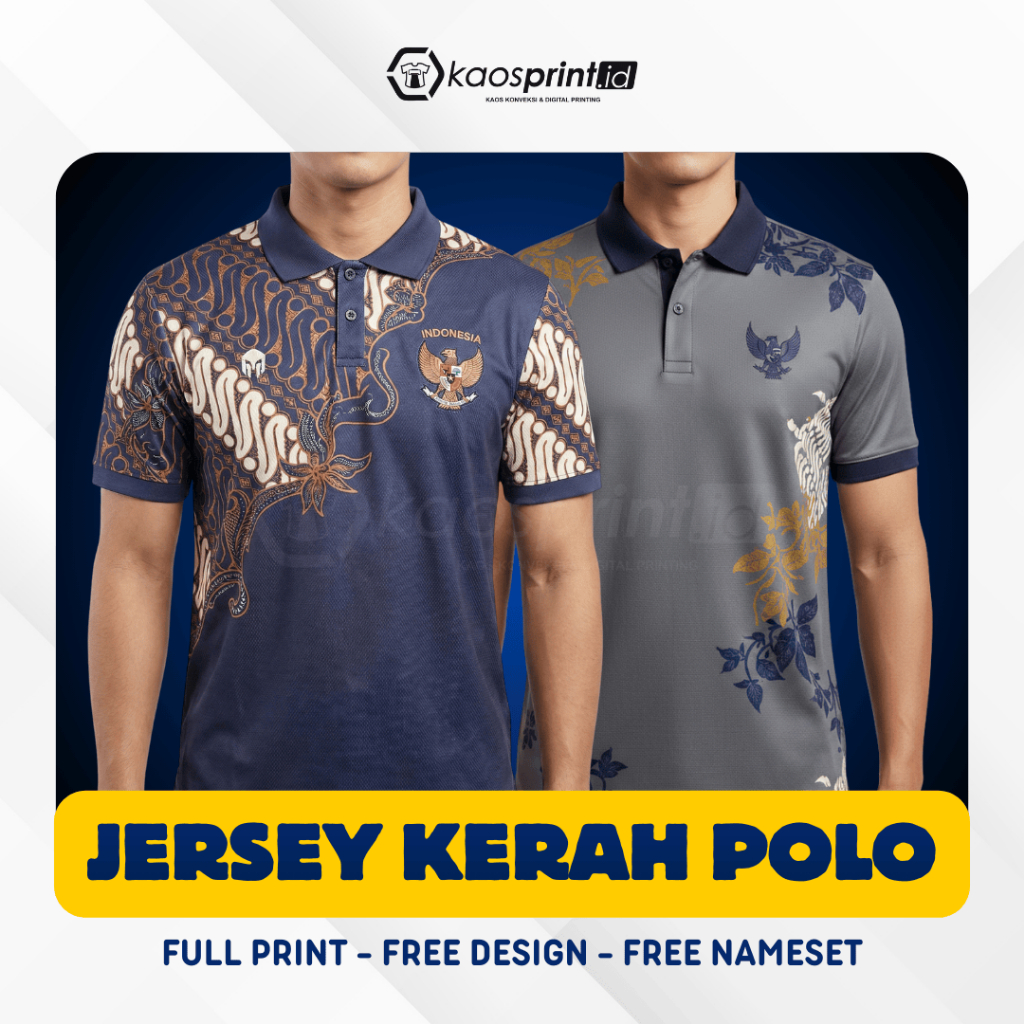 Jersey Kerah Polo Full Print Custom | Free Design + Free Nameset